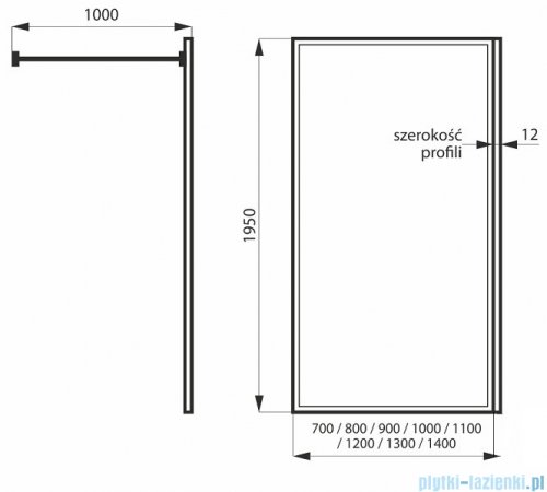 Massi Fix Gold 80x195 cm kabina Walk In przejrzyste MSKP-FA1021-80-G