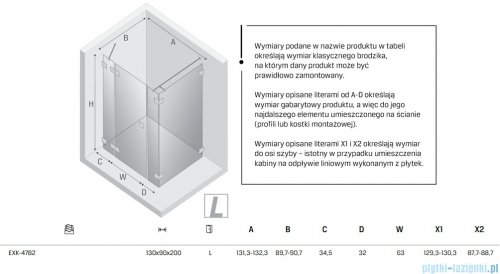 New Trendy Eventa Gold Shine kabina prysznicowa prostokątna 130x90x200 cm lewa przejrzyste Złoty połysk EXK-4782