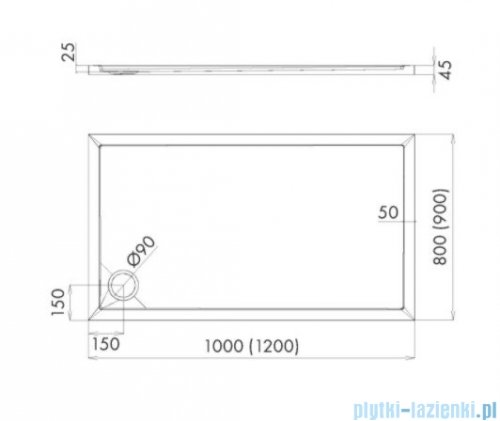 Schedpol Schedline Sharper Cement Stone brodzik prostokątny 80x100x4,5cm 3S.S1P-80100/CT/ST
