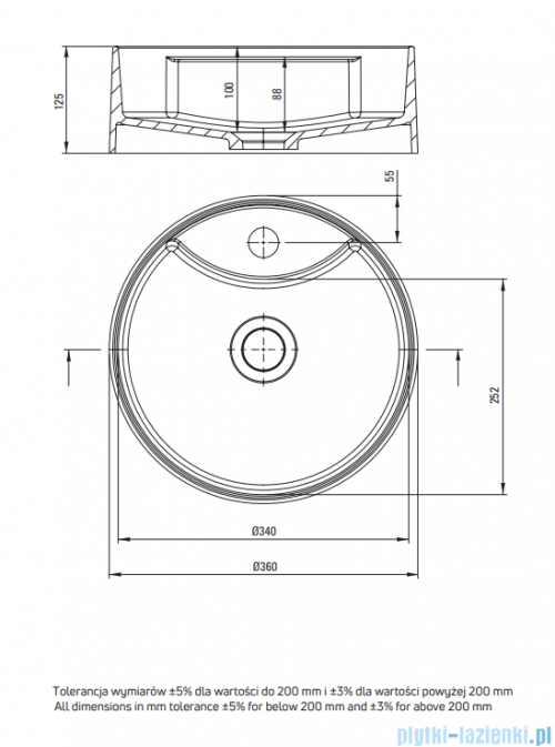 Deante SILIA Umywalka granitowa nablatowa z miejscem na baterię Ø36 beż CQS_5U4B
