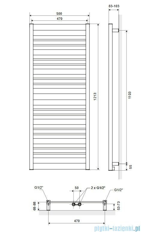 Excellent Conti 121x50 grzejnik łazienkowy czarny mat GREX.CO121.BL