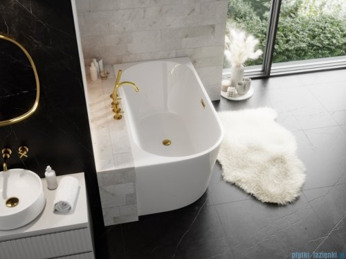 The North Bath Calia wanna wolnostojąca przyścienna prawa 170x80cm z przelewem i korkiem ZŁOTYM 6845-1701ROEMGL