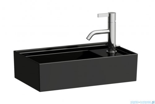 Laufen Kartell umywalka ścienna z ukrytym liniowym odpływem 46x28cm czarny połysk H8153340201111