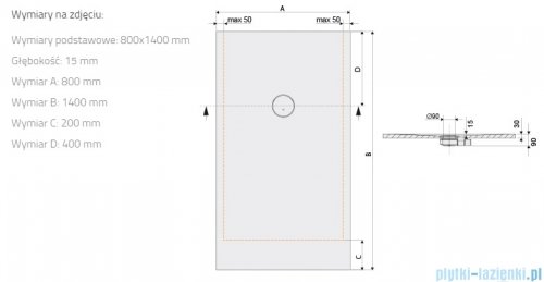 Sanplast Structure Mineral B-M/STRUCTURE brodzik prostokątny 80x140x1,5 cm szary mleczny  645-360-0370-55-010