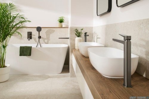 KFA MALAGA GUN METAL GREY bateria umywalkowa nablatowa grafit szczotkowany 4522-712-61