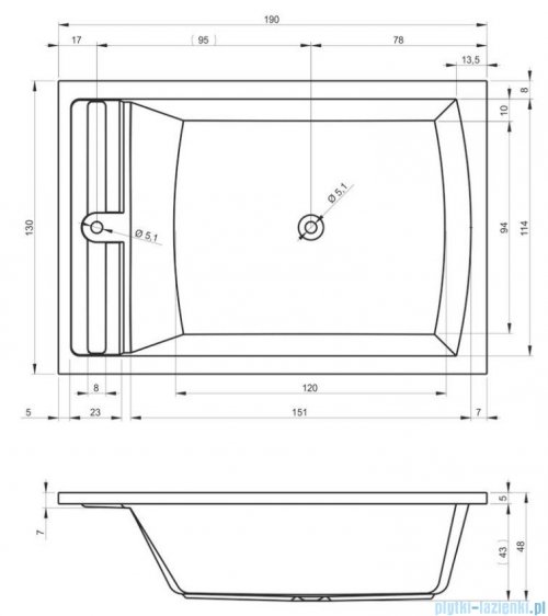 Riho Savona wanna prostokąta 190x130cm z hydromasażem Air prawa B065006005