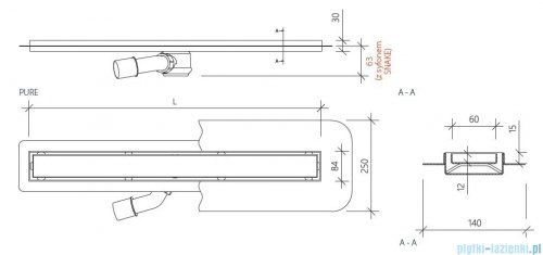 Wiper New Premium Pure Odpływ liniowy z kołnierzem 90 cm szlif 100.1973.02.090