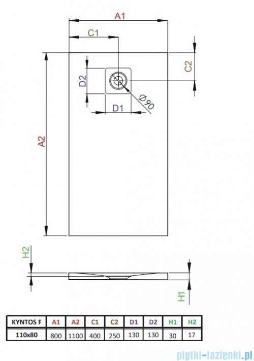Radaway Kyntos F brodzik 110x80cm cemento HKF11080-74