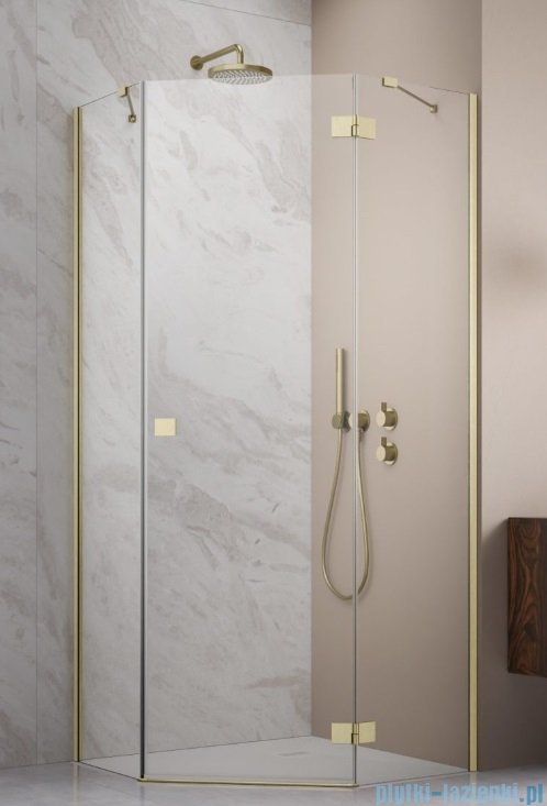Radaway Essenza 8 Brushed Gold Ptj kabina pięciokątna 100x80cm prawa szczotkowane złoto 10490000-99-01R/10490800-01-01