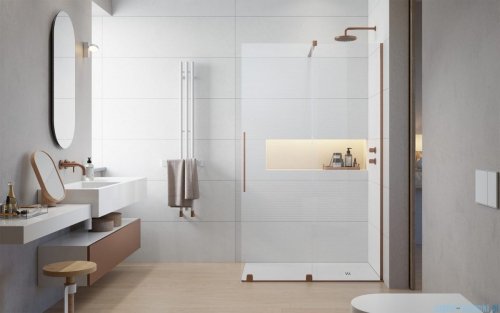 Radaway Furo Brushed Copper kabina Walk-in 160x200cm prawa szczotkowana miedź 10106838-93-01R/10110794-01-01