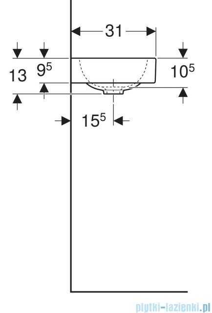 Geberit iCon Umywalka wisząca z powierzchnią odkładczą po lewej stronie 53x31cm 124153000
