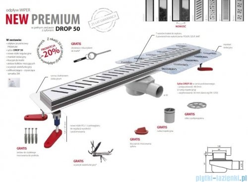 Wiper New Premium Sirocco Odpływ liniowy z kołnierzem 50 cm syfon drop 50 mat 500.0170.03.050