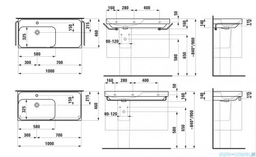 Laufen Meda umywalka ścienna 100x46cm czarny mat H8171187161041