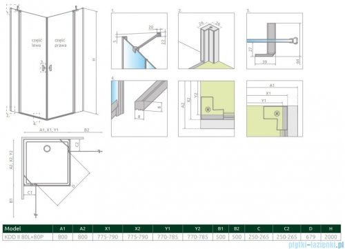 Radaway Nes Black KDD II kabina 80x80 czarny mat/szkło przejrzyste 10031080-54-01L/10031080-54-01R