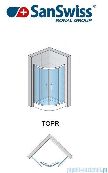 SanSwiss Top-Line TOPR Kabina prysznicowa półokrągła 80cm profil srebrny TOPR550800107 