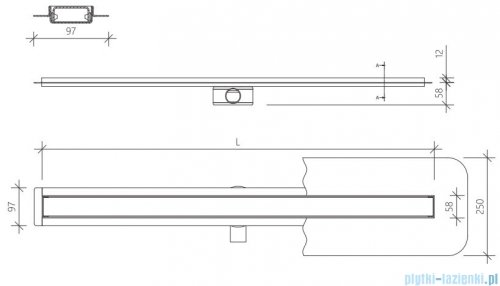 Wiper Premium Slim Mistral Odpływ liniowy 120 cm z kołnierzem WPS1200MI