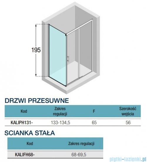 Novellini Kali PH+FH kabina 135x70 profile czarne KALIPH131-1H/KALIFH68-1H