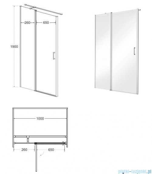 Besco Exo-C drzwi prysznicowe 100x190 przejrzyste EC-100-190C