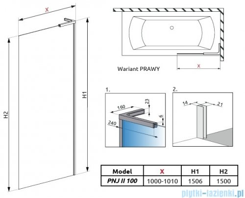Radaway Modo SL PNJ II parawan nawannowy 100cm prawy chrom połysk/przejrzyste 10316100-01-01R