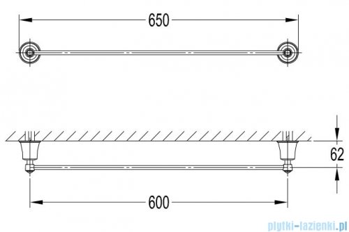 Omnires Art Line wieszak na ręcznik 65 cm chrom AL53216CR