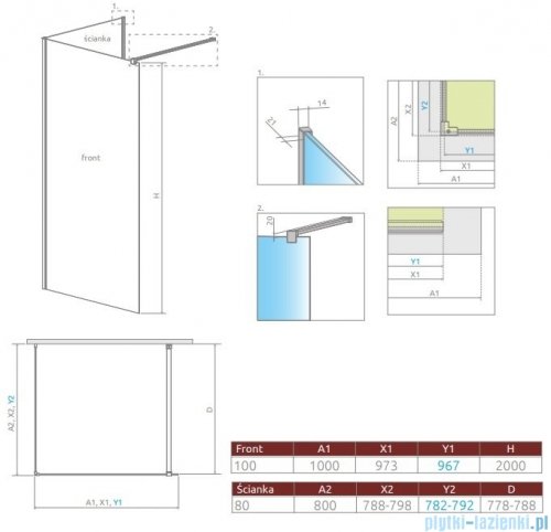 Radaway Modo New IV kabina Walk-in 100x80 szkło przejrzyste 389604-01-01/389084-01-01