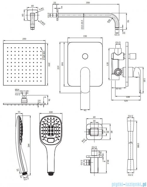Omnires Sacramento system prysznicowy podtynkowy czarny mat SYSSC10BL
