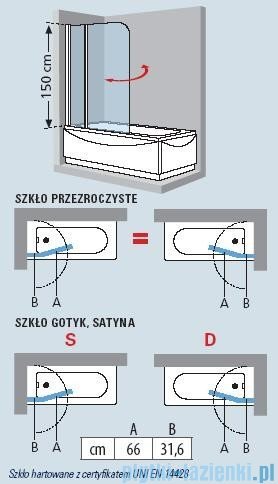 Novellini Parawan Aurora3 98x150cm profil srebrny szkło aqua AURORAN3-2B