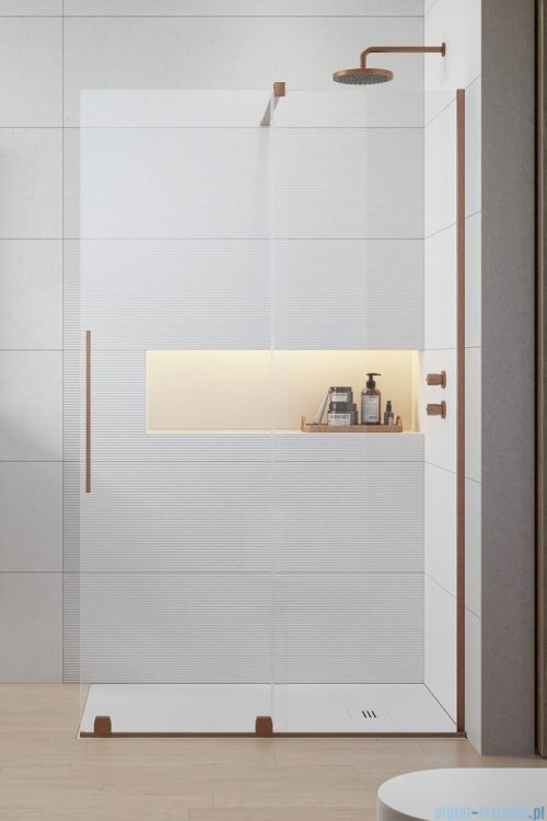 Radaway Furo Brushed Copper kabina Walk-in 130x200cm prawa szczotkowana miedź 10106688-93-01R/10110644-01-01