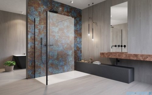 Radaway Modo New Black IV kabina Walk-in 80x95 czarny mat/szkło przejrzyste 389584-54-01/389095-54-01