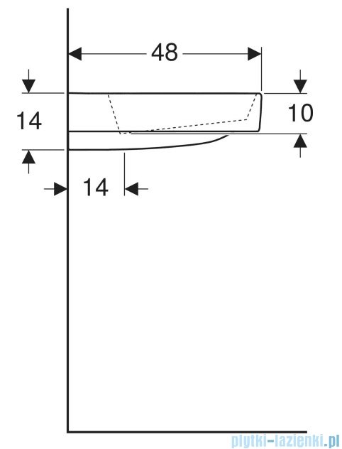 Geberit One CleanDrain Umywalka prostokątna z otworem na baterię 75x48cm KeraTect 505.036.00.1