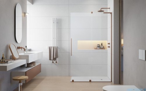 Radaway Furo SL Brushed Copper kabina Walk-in 80x200cm prawa szczotkowana miedź 10306438-93-01R/10110394-01-01