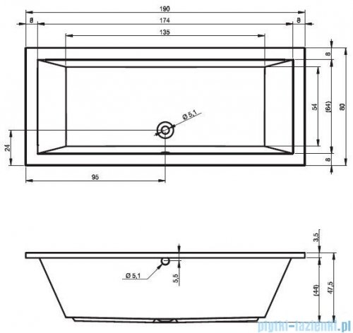 Riho Lusso wanna prostokąta 190x80cm z hydromasażem FLOW lewa B015007005