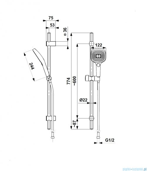KFA MALAGA BLACK zestaw prysznicowy przesuwny czarny 841-352-81