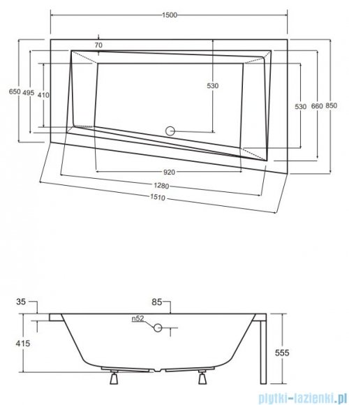 Besco Intima 150x85cm wanna asymetryczna prawa #WAI-150-NPI