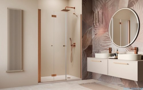 Radaway Nes Brushed Copper DWSB drzwi wnękowe 130cm W4 lewe szczotkowana miedź szkło przejrzyste 10044750-93-01L/10045550-01-01