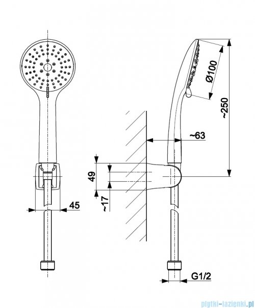KFA MOZA BRUSHED GOLD zestaw prysznicowy punktowy złoty szczotkowany 841-220-31
