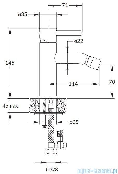 Omnires Y bateria bidetowa sztorcowa czarno/złota Y1220BLGL