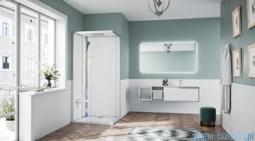 Novellini Glax 1 2.0 kabina z sauna parową 90x70 lewa srebrna  G21A9079ST5-1BB