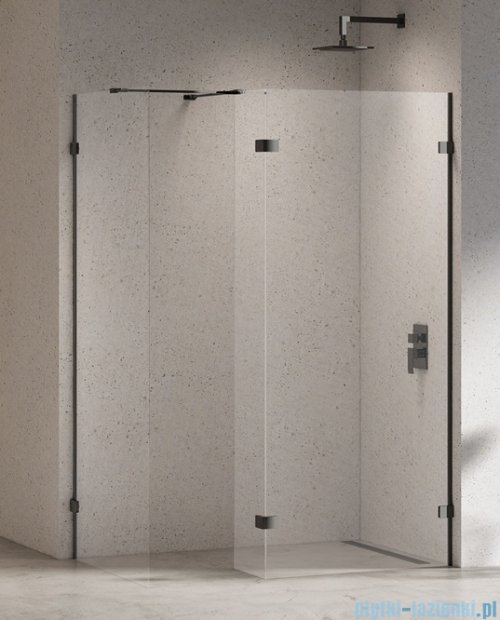 New Trendy Eventa Black Chrome kabina walk-in 100x80x200 cm z dodatkową ścianką przejrzyste czarny połysk EXK-6323/EXK-6328