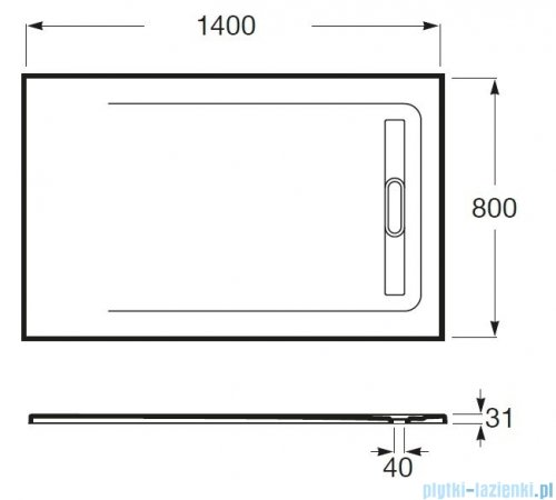 Roca Aquos 140x80cm brodzik prostokątny kompozytowy biały AP60157832001100
