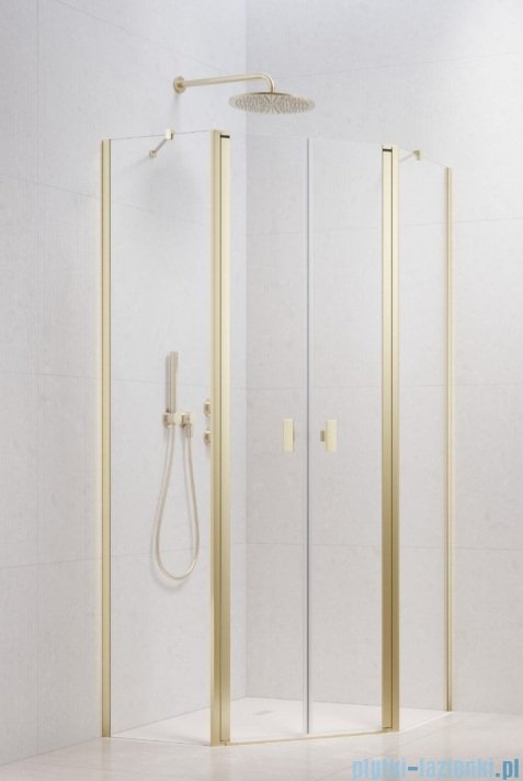 Radaway Nes Brushed Light Gold Ptd kabina pięciokątna 90x90cm szczotkowane jasne złoto 10051000-98-01/10051600-98-01