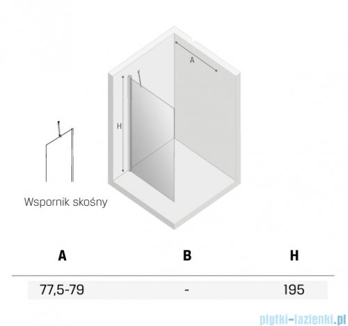 New Trendy New Soleo Black 80x195 cm kabina Walk-In czarny mat/szkło przejrzyste K-0768