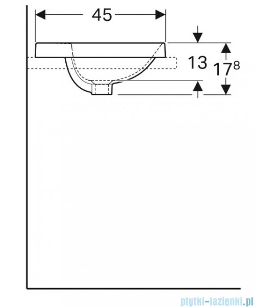 Geberit VariForm Umywalka owalna z półką z otworem na baterię, bez przelewu 55x45cm 500.722.01.2
