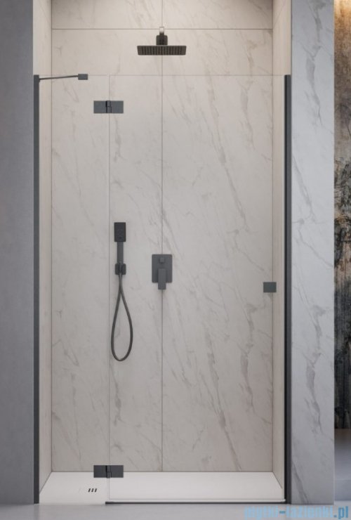 Radaway Essenza 8 Brushed GunMetal Dwj drzwi wnękowe 80cm lewe szczotkowany grafit/szkło przejrzyste 10480512-01-01L/10460237-92-01L