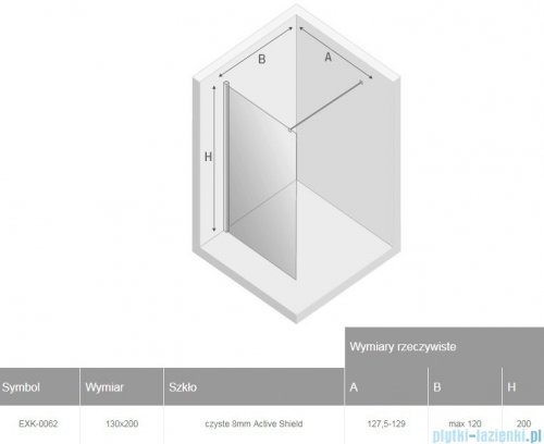 New Trendy New Modus Black kabina Walk-In 130x200 cm przejrzyste EXK-0062
