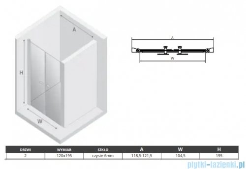 New Trendy New Soleo Black drzwi wnękowe dwuskrzydłowe 120x195 cm przejrzyste D-0218A
