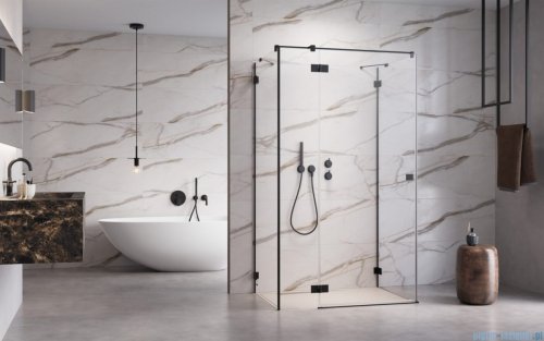 Radaway Essenza Pro Black Kdj+S kabina 80x90x80cm lewa czarny mat/szkło przejrzyste 10097390-54-01L/10098080-01-01/10098080-01-01 