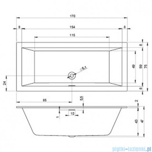 Riho Rethink Cubic 170x75cm wanna prostokątna + syfon biała matowa B105001105