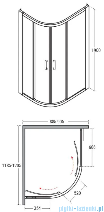 Besco Modern kabina asymetryczna 120x90x190cm przejrzyste  MA-129-190-C