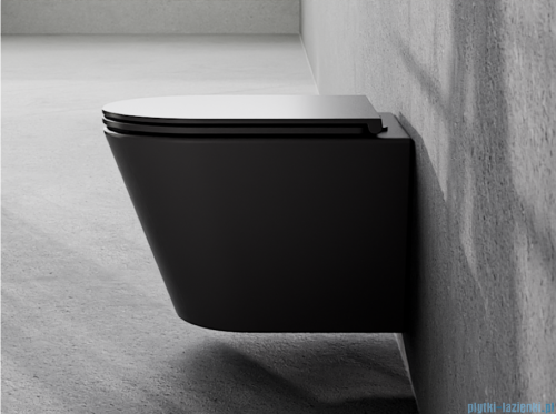 Besco Laax Matt Black miska WC wisząca + deska wolnoopadająca Laax Black czarny matt #ZLA-C-DLC